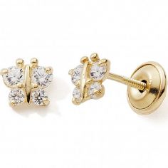 Boucles d'oreilles Papillon zirconium (or jaune 375°) - Baby bijoux