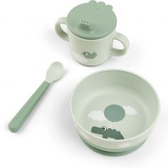 Coffret premier repas Happy clouds Vert (3 pièces) - Done by Deer