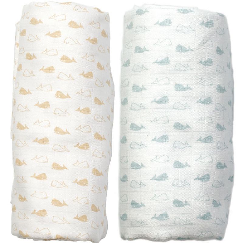 Lot de 2 maxi langes baleines (120 x 120 cm) Hoppa