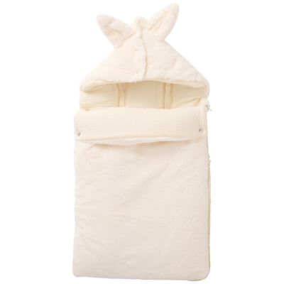Nid d’ange fausse fourrure doublé gaze de coton ivoire (0-6 mois)