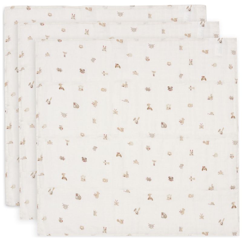 Lot de 3 langes en gaze de coton Animal Friends (70 x 70 cm) Jollein Produit 1