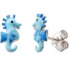 Boucles d'oreilles Hippocampe Bleu (argent 925) Baby bijoux Produit 1