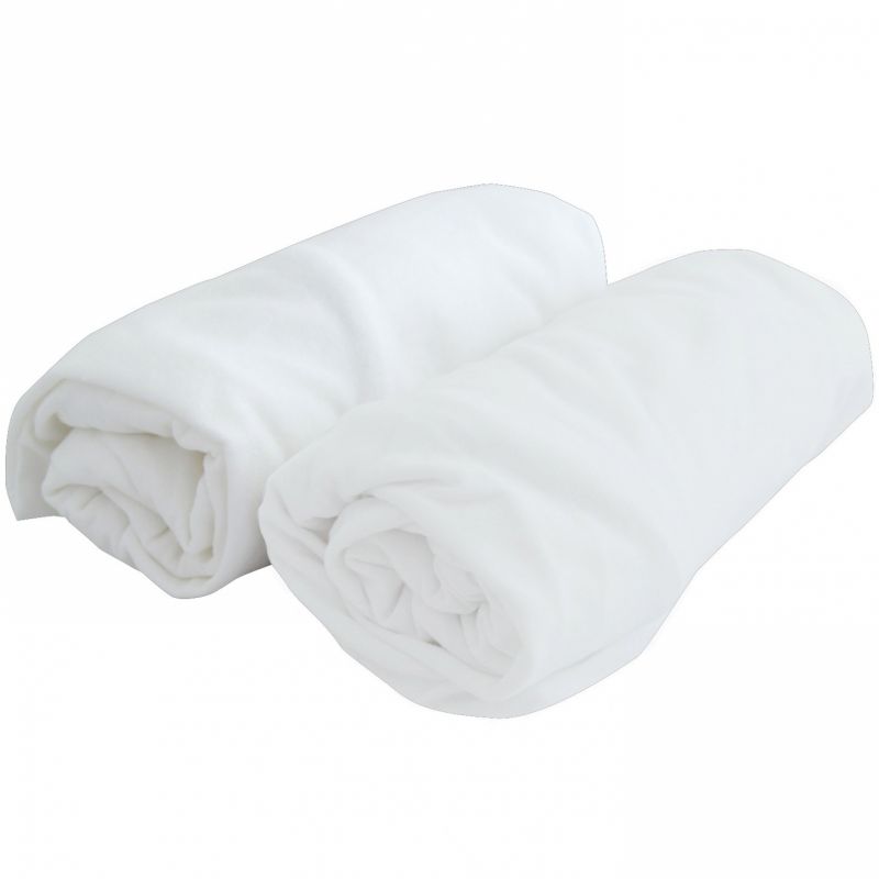 Lot de 2 draps housses coton blancs (70 x 140 cm) Domiva Produit 1 grande taille