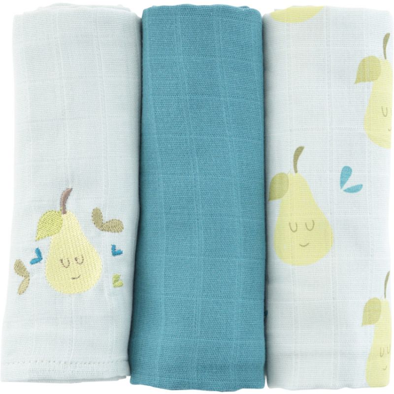Lot de 3 langes Poires (60 x 60 cm) Little Crevette