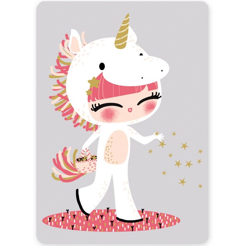 Petite carte Les Adorables Costumés la Licorne (10,5 x 14,8 cm) Kanzilue