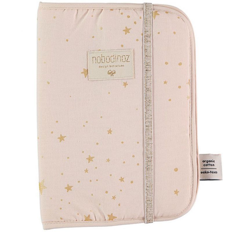 Protège carnet de santé Poema coton bio Gold stella Dream pink Nobodinoz
