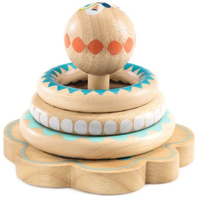 Jeu d'anneaux en bois à empiler BabyHoopi  par Djeco