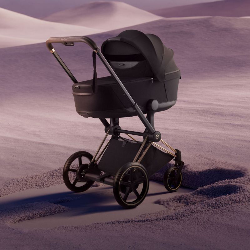 Duo e-PRIAM 2026 Poussette électrique tout-terrain avec nacelle pliable Rose Gold Sepia Black Cybex Ambiance 4