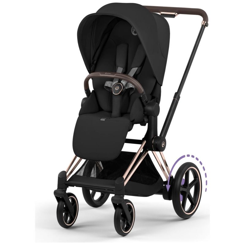 Duo e-PRIAM 2026 Poussette électrique tout-terrain avec nacelle pliable Rose Gold Sepia Black Cybex Produit 5