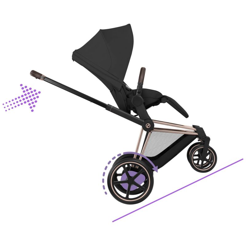 Duo e-PRIAM 2026 Poussette électrique tout-terrain avec nacelle pliable Rose Gold Sepia Black Cybex Produit 8
