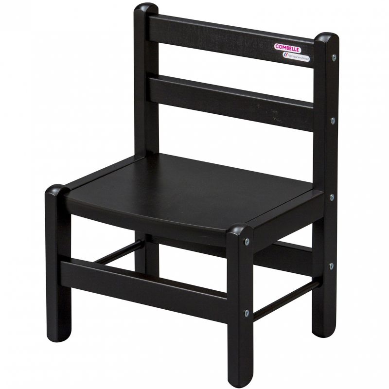 Chaise basse en bois massif laqué noir Combelle