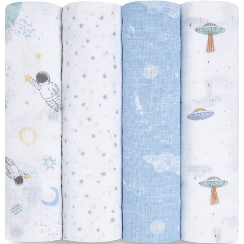 Lot de 4 maxi langes en coton Space explorers (112 x 112 cm) aden + anais