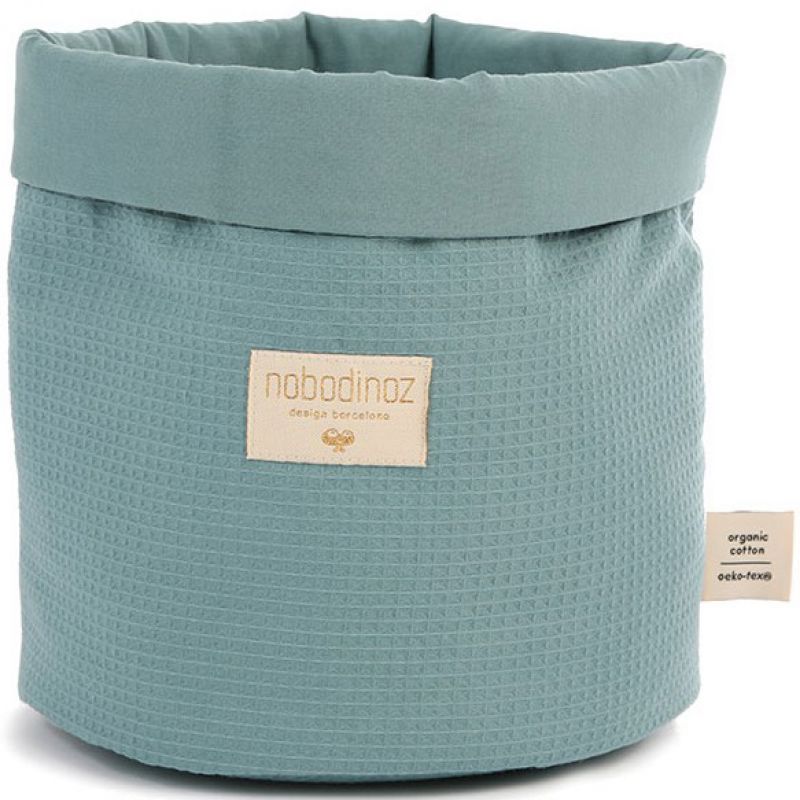 Panier de toilette Panda Nid d'abeille coton bio Magic green (20 x 24 cm) Nobodinoz