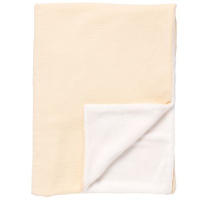 couverture polaire et gaze coton vanille (75 x 100 cm)