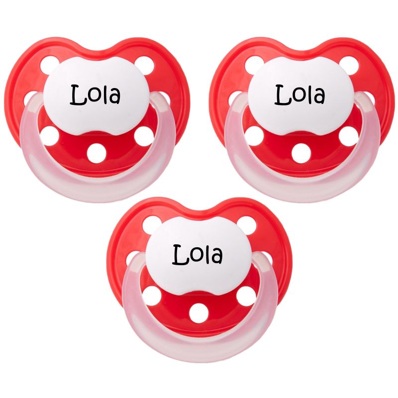 Lot de 3 sucettes personnalisables anatomiques Deluxe rouge en latex (3-36 mois) Baby Tute