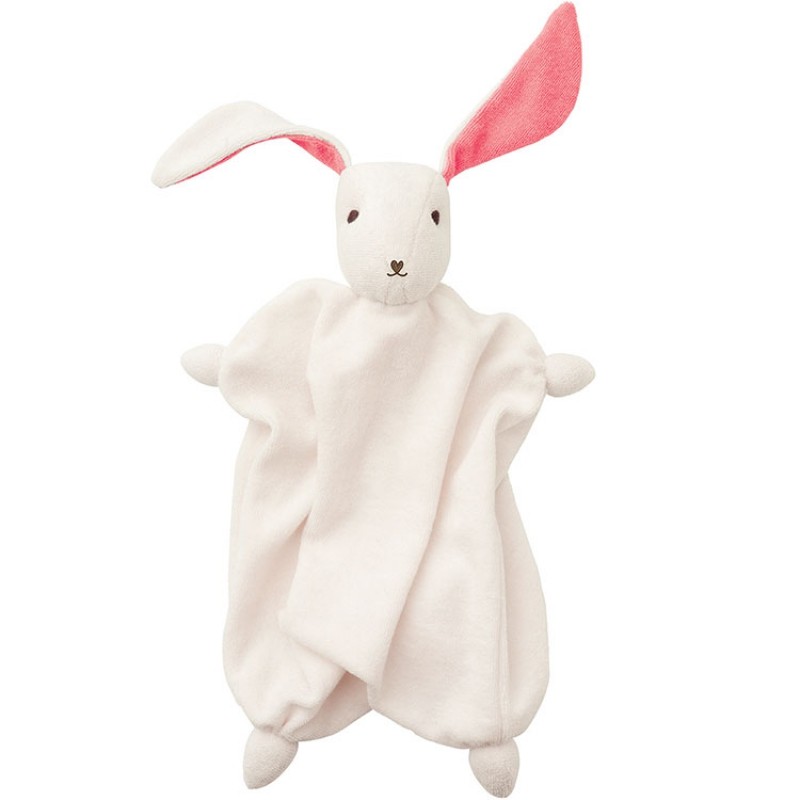 Doudou plat Tino blanc et rose Hoppa