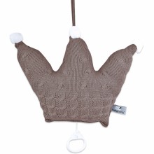 Coussin musical couronne Cable Uni taupe (36 x 36 cm)  par Baby's Only
