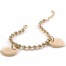 Bracelet chaîne boule 2 charms médaille ronde ou médaille coeur (plaqué or)  par Petits trésors