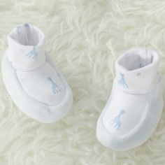Chaussons en coton bleus Sophie la girafe (1-3 mois)