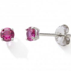 Boucles d'oreilles Oxydes rouges 4 mm (argent) - Baby bijoux