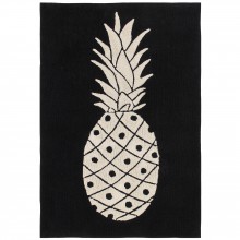 Tapis lavable ananas noir et blanc (140 x 200 cm)  par Lorena Canals