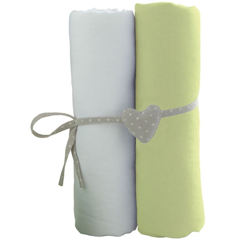 Lot de 2 draps housses blanc et vert (60 x 120 cm) Babycalin