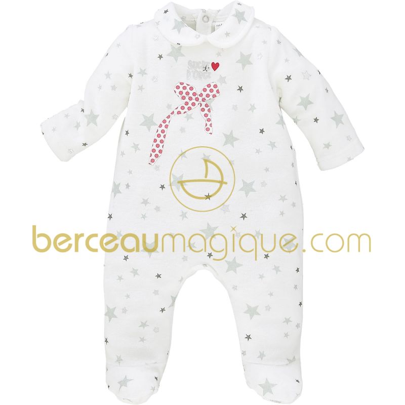 Pyjama velours Pretty gris (1 mois au 24 mois) Sucre d'orge