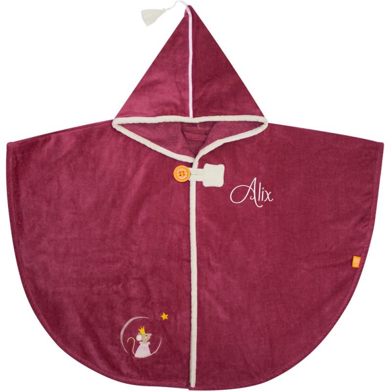 Poncho de bain souris framboise personnalisable (0-5 ans) L'oiseau bateau Produit 1