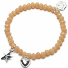 Bracelet Charm perles orange charm duo étoile et coeur  par Proud MaMa