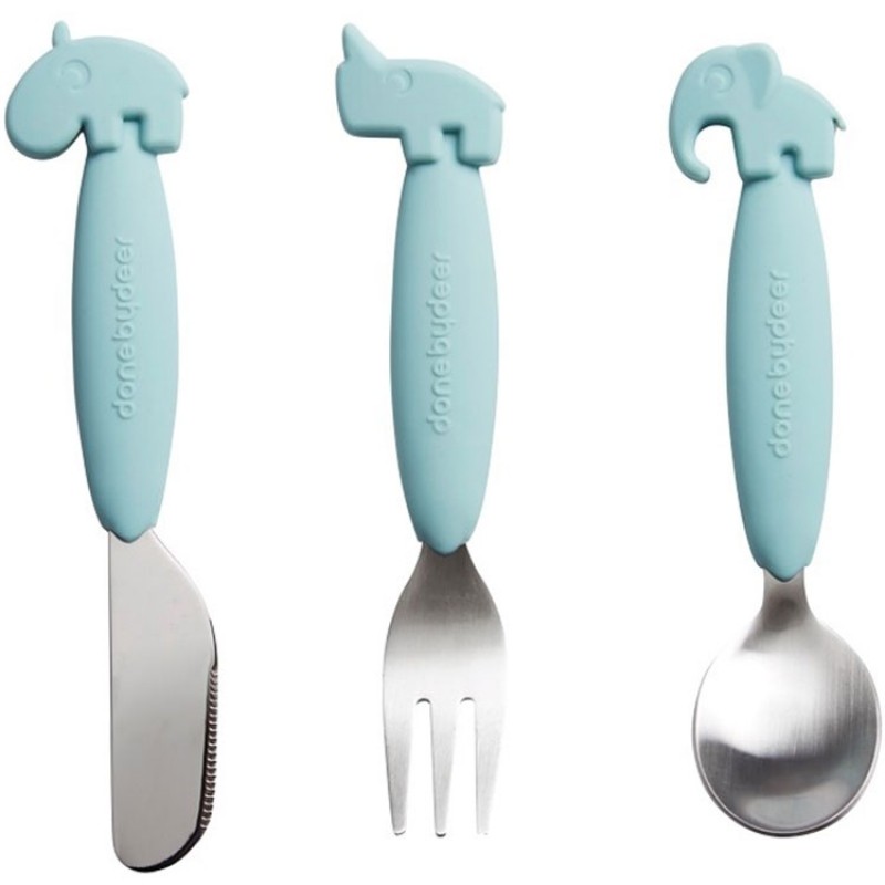 Set de 3 couverts Yummy Plus bleu Done by Deer