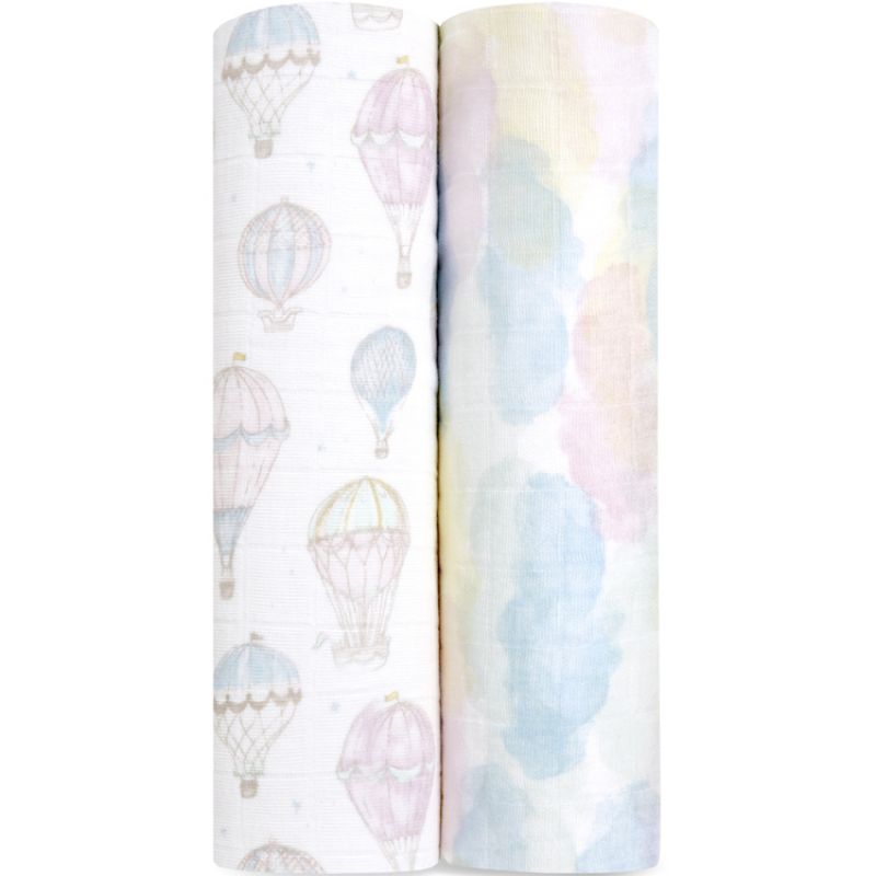 Lot de 2 maxi langes en coton bio above the clouds (120 x 120 cm) aden + anais