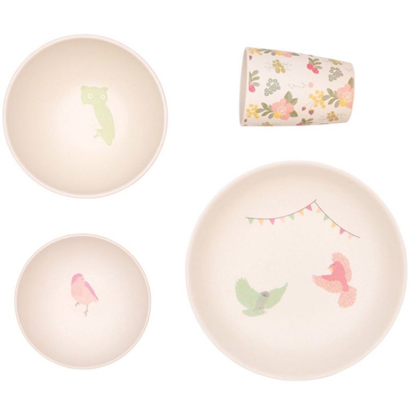 Coffret repas dîner d'oiseaux Woodland Supper (4 pièces) Love Maé