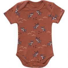 Body manches courtes en coton bio Deer amber brown (6-12 mois : 67 à 74 cm) - Fresk