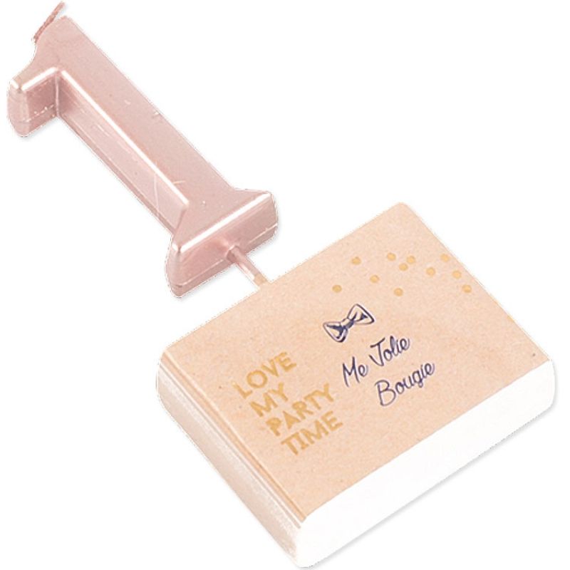 Bougie rose gold sur pic chiffre 1 Arty Fêtes Factory