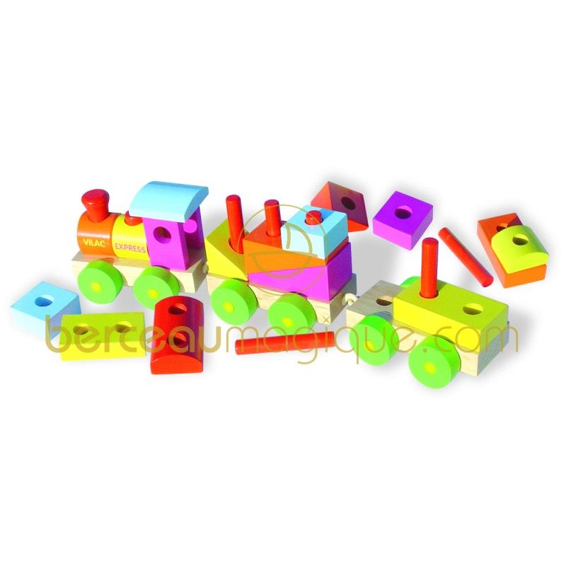 Grand train de cubes à construire Vilac