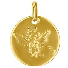 Médaille Baptême Petit Ange, Or jaune 750 - Emanessence
