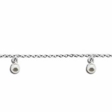 Bracelet enfant 2 perles blanches (argent 925°)  par Daniel Crégut