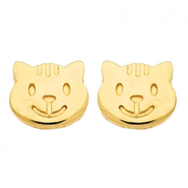 Boucles d'oreilles Chat (or jaune 750°) Berceau magique bijoux