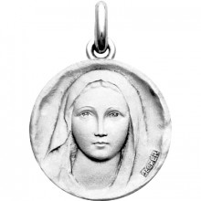 Médaille catholique Vierge douceur (or blanc 750°)  par Becker