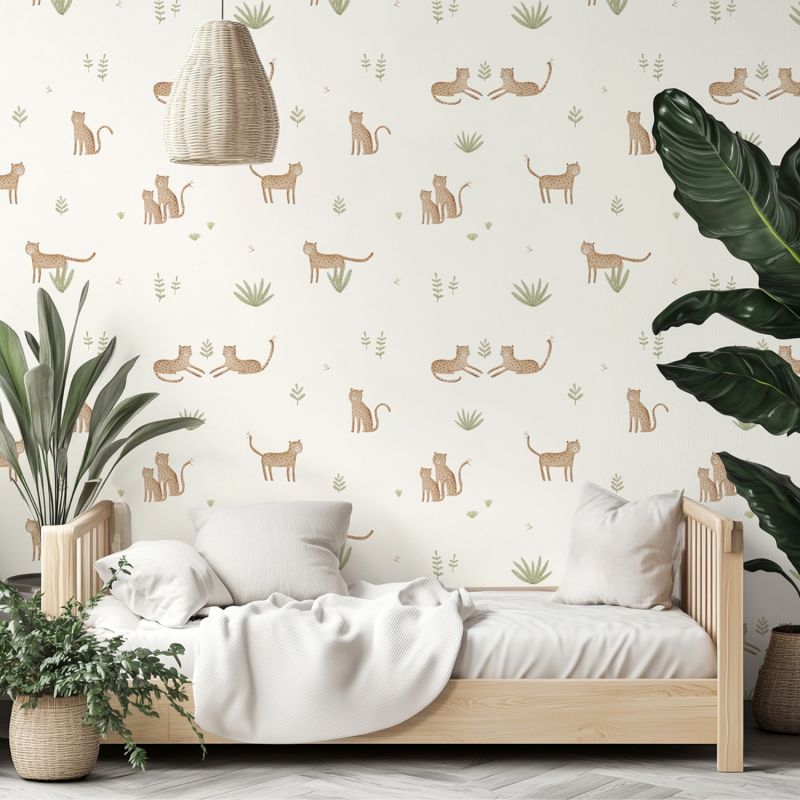 Papier peint Samburu Léopard et feuillage (50 cm x 10m)  Lilipinso Ambiance 6