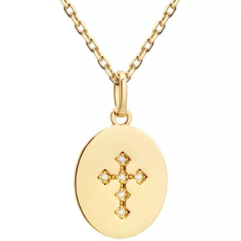 Collier chaîne Croix Oxyde de Zirconium (plaqué or) Petits trésors Produit 1