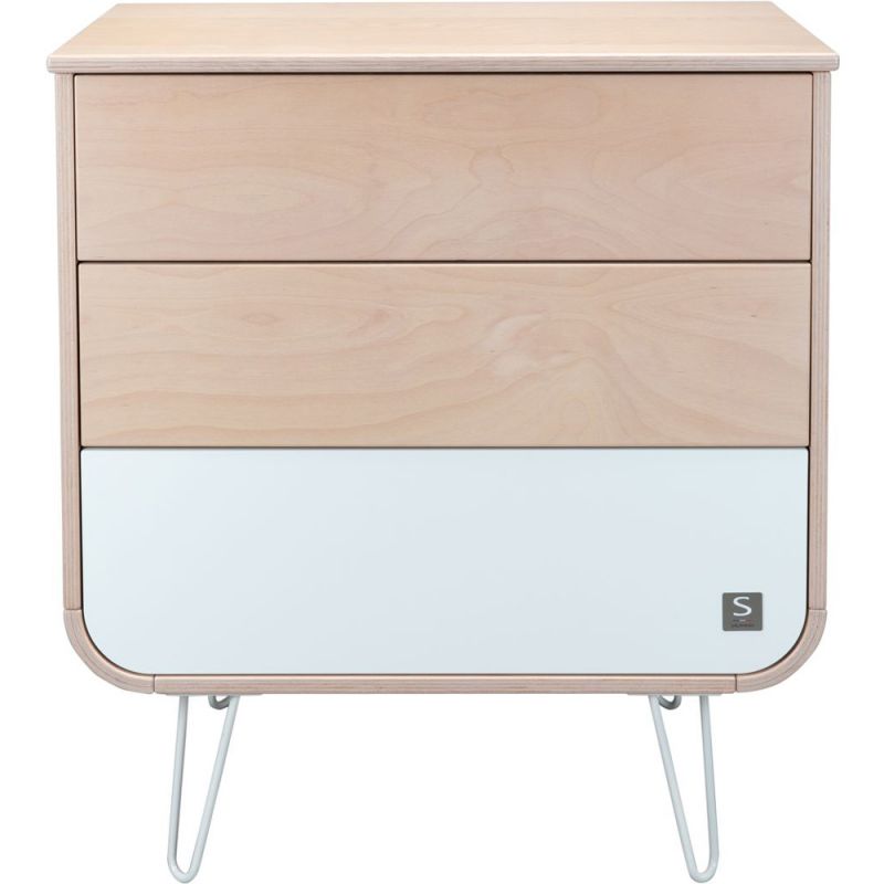 Commode 3 tiroirs Galopin bois-blanc pieds fil blanc Sauthon Original