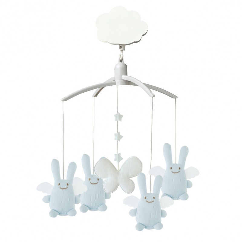 Mobile musical Ange lapin bleu Trousselier