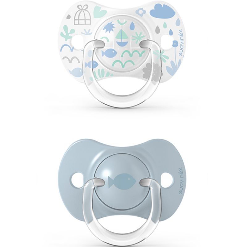 Lot de 2 sucettes symétriques SX PRO Memories bleu (0-6 mois) Suavinex