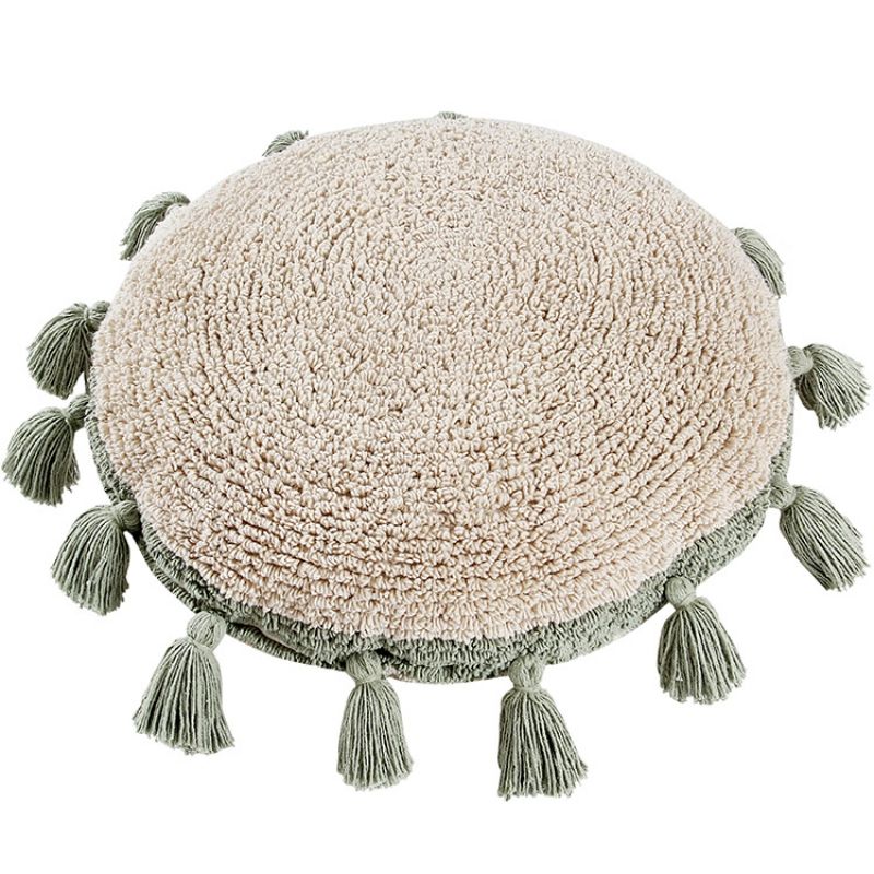 Coussin rond à pompons Circle vert (48 cm) Lorena Canals