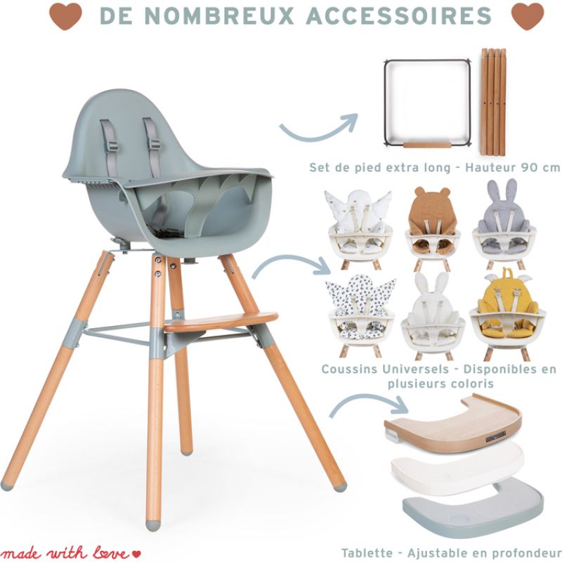 Kit de pieds longs pour chaise haute Evolu extra + repose-pieds Childhome Ambiance 6