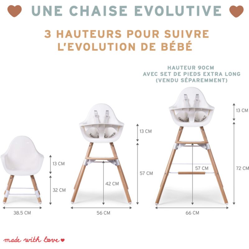Kit de pieds longs pour chaise haute Evolu extra + repose-pieds Childhome Ambiance 7