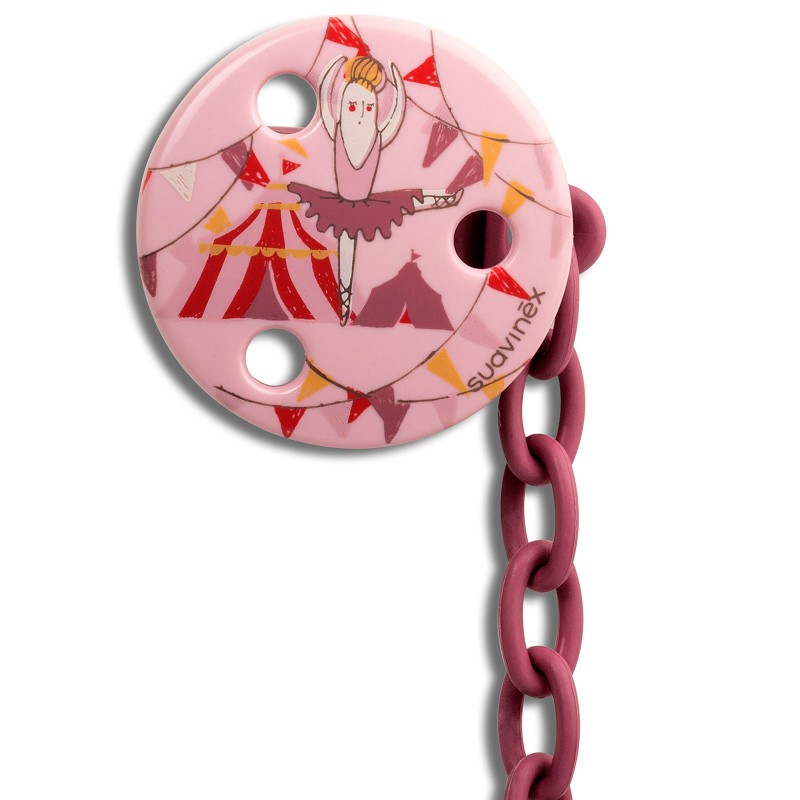 Attache sucette ronde Circus Ballerine rose Suavinex