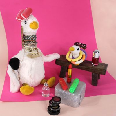 Peluche Jébongou maman et bébé Les Ptipotos Blanc (36 cm)