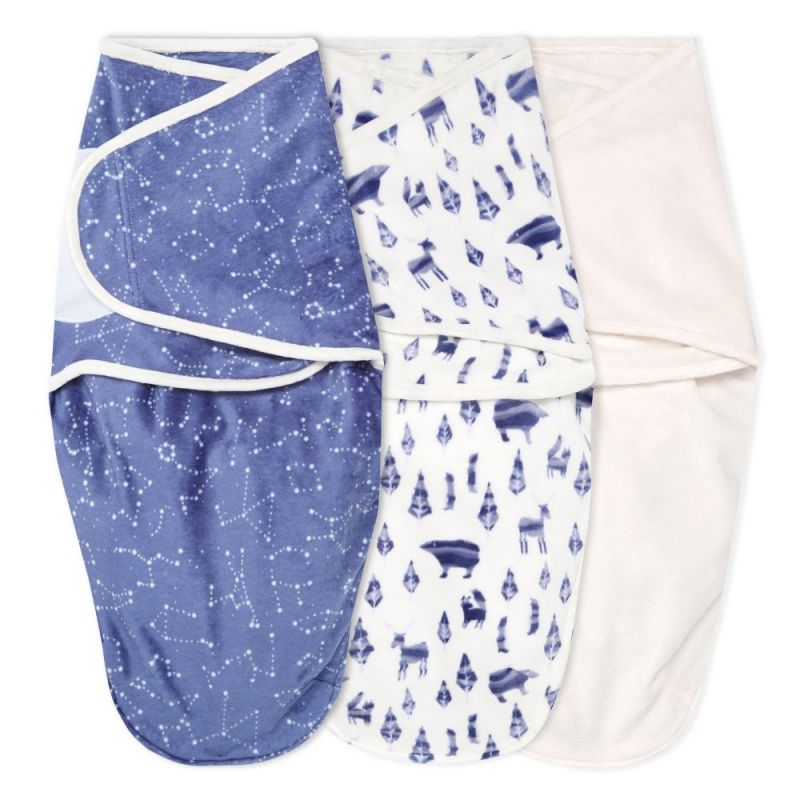 Lot de 3 langes d'emmaillotage en velboa Scandinavian sky (0-3 mois) aden + anais